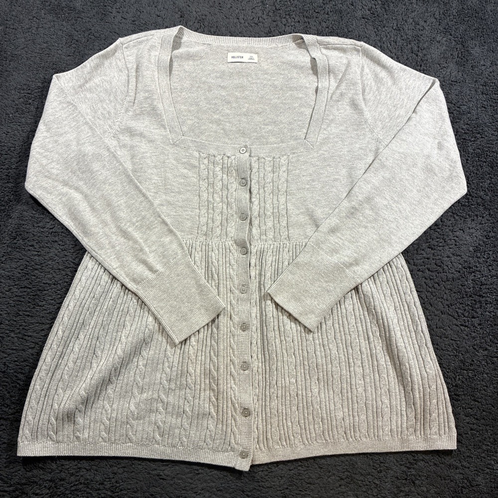 hollister 2XL babydoll top long sleeve XXL Gray Button